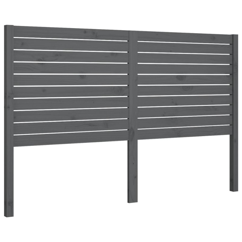 vidaXL Κεφαλάρι Κρεβατιού Γκρι 126 x 4 x 100 εκ. από Μασίφ Ξύλο Πεύκου