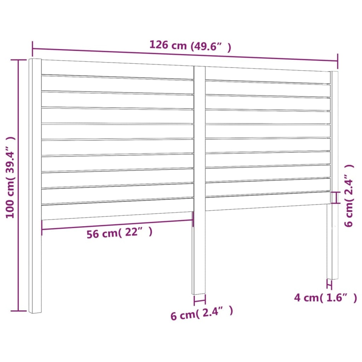 vidaXL Κεφαλάρι Κρεβατιού Γκρι 126 x 4 x 100 εκ. από Μασίφ Ξύλο Πεύκου