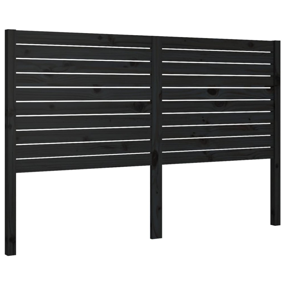 vidaXL Κεφαλάρι Κρεβατιού Μαύρο 146 x 4 x 100 εκ. Μασίφ Ξύλο Πεύκου