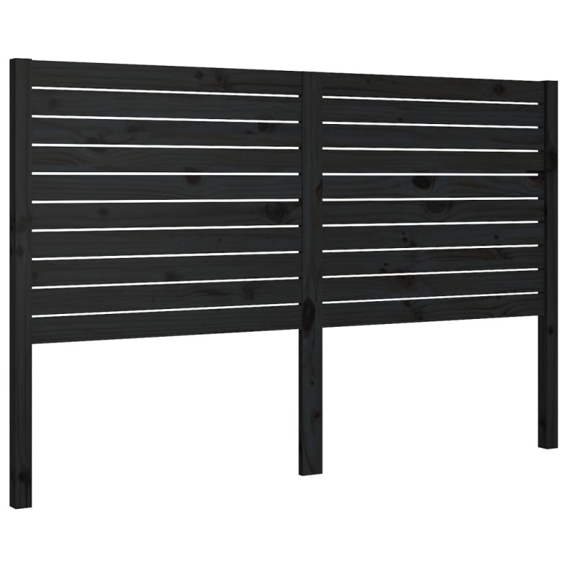 vidaXL Κεφαλάρι Κρεβατιού Μαύρο 146 x 4 x 100 εκ. Μασίφ Ξύλο Πεύκου