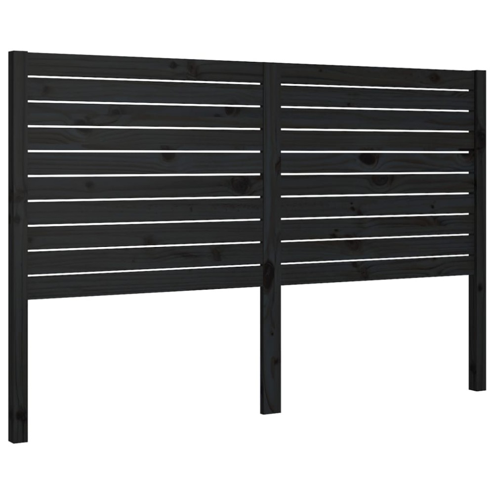 vidaXL Κεφαλάρι Κρεβατιού Μαύρο 156 x 4 x 100 εκ. Μασίφ Ξύλο Πεύκου