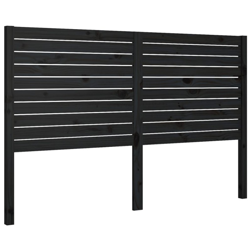 vidaXL Κεφαλάρι Κρεβατιού Μαύρο 156 x 4 x 100 εκ. Μασίφ Ξύλο Πεύκου
