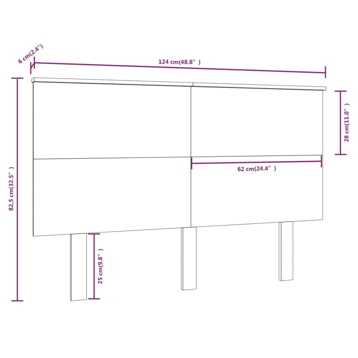 vidaXL Κεφαλάρι Κρεβατιού Λευκό 124x6x82,5 εκ. Μασίφ Ξύλο Πεύκου