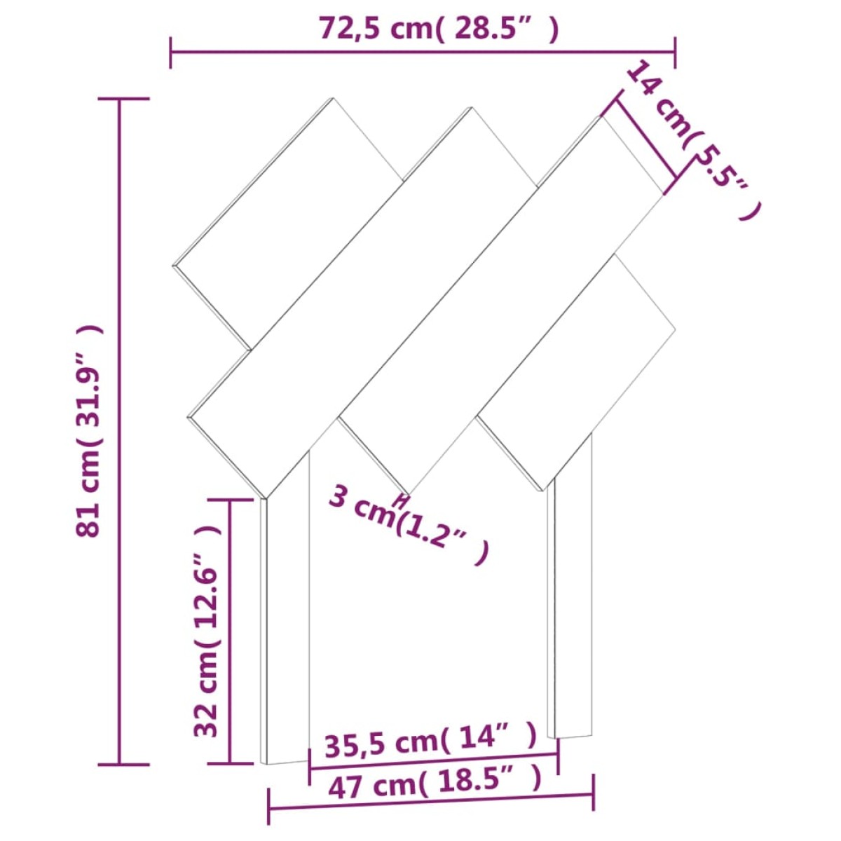 vidaXL Κεφαλάρι Κρεβατιού Γκρι 72,5 x 3 x 81 εκ. από Μασίφ Ξύλο Πεύκου