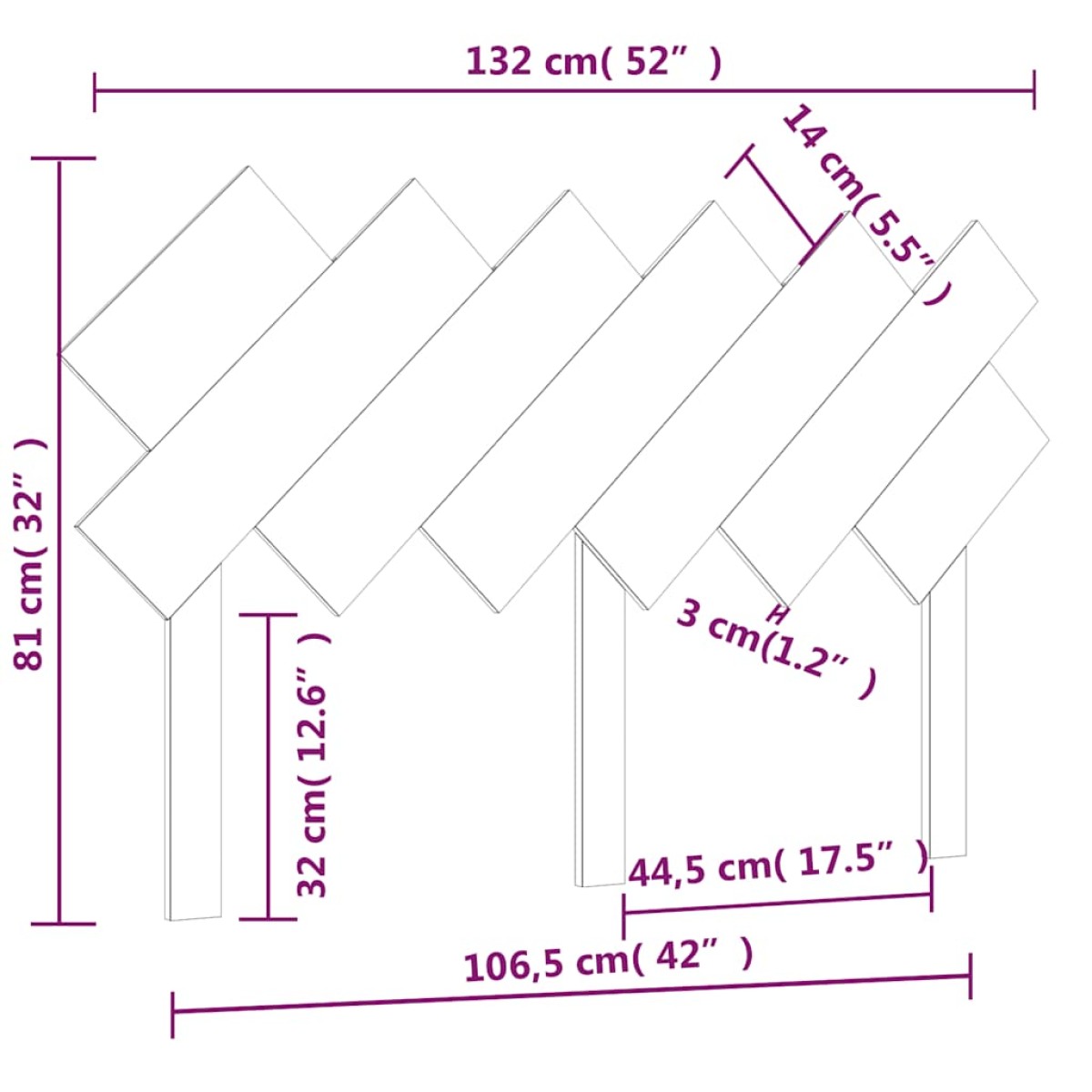 vidaXL Κεφαλάρι Κρεβατιού 132x3x81 εκ. από Μασίφ Ξύλο Πεύκου