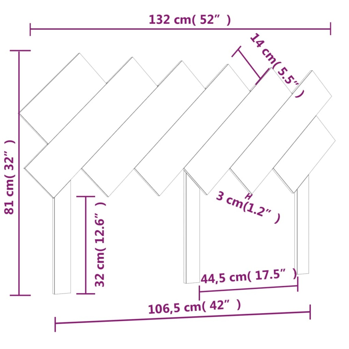vidaXL Κεφαλάρι Κρεβατιού Γκρι132x3x81 εκ. από Μασίφ Ξύλο Πεύκου