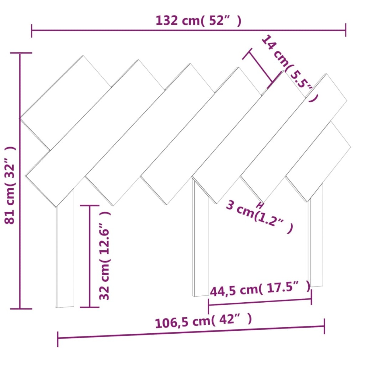 vidaXL Κεφαλάρι Κρεβατιού Μαύρο 132x3x81 εκ. Μασίφ Ξύλο Πεύκου