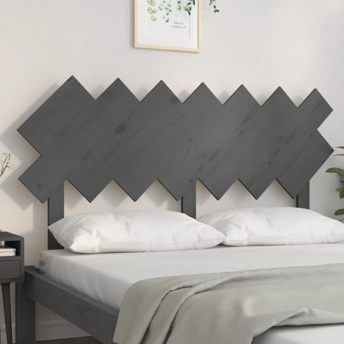 vidaXL Κεφαλάρι Κρεβατιού Γκρι 141x3x80,5 εκ. από Μασίφ Ξύλο Πεύκου