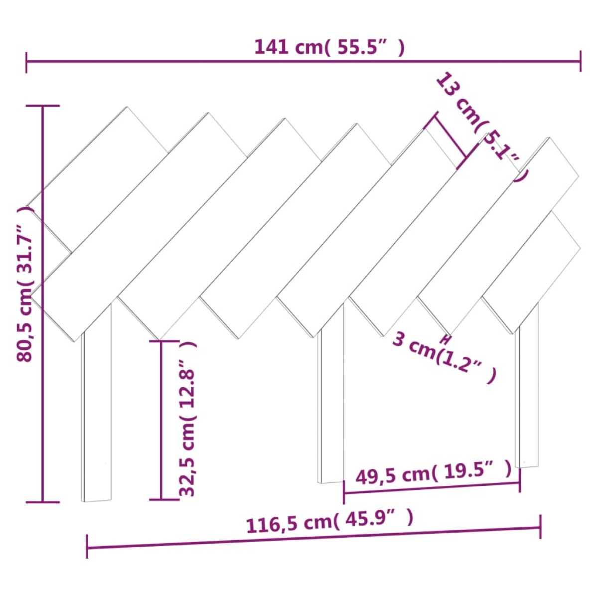 vidaXL Κεφαλάρι Κρεβατιού Μελί 141x3x80,5 εκ. από Μασίφ Ξύλο Πεύκου