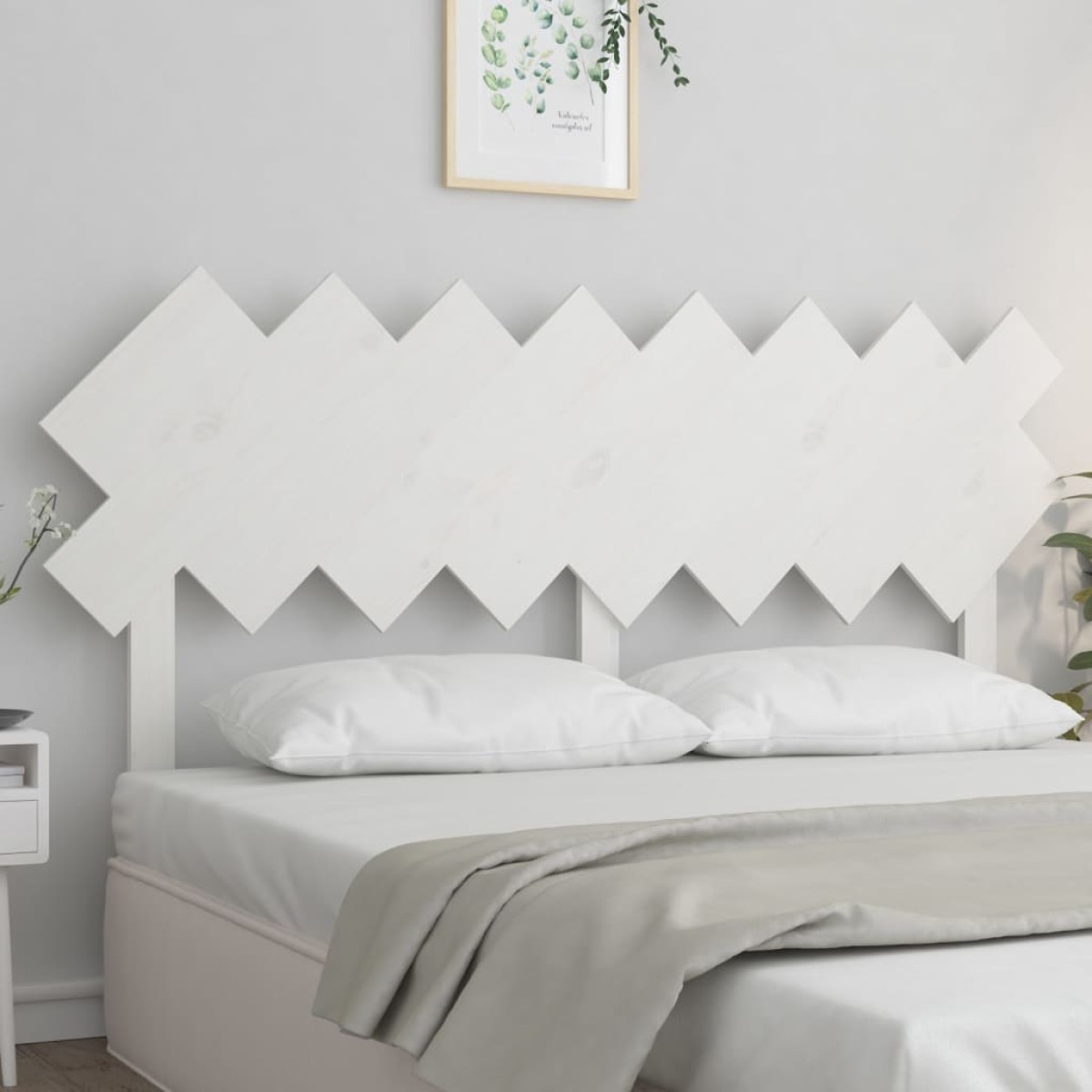 vidaXL Κεφαλάρι Κρεβατιού Λευκό 159,5x3x80,5 εκ. από Μασίφ Ξύλο Πεύκου