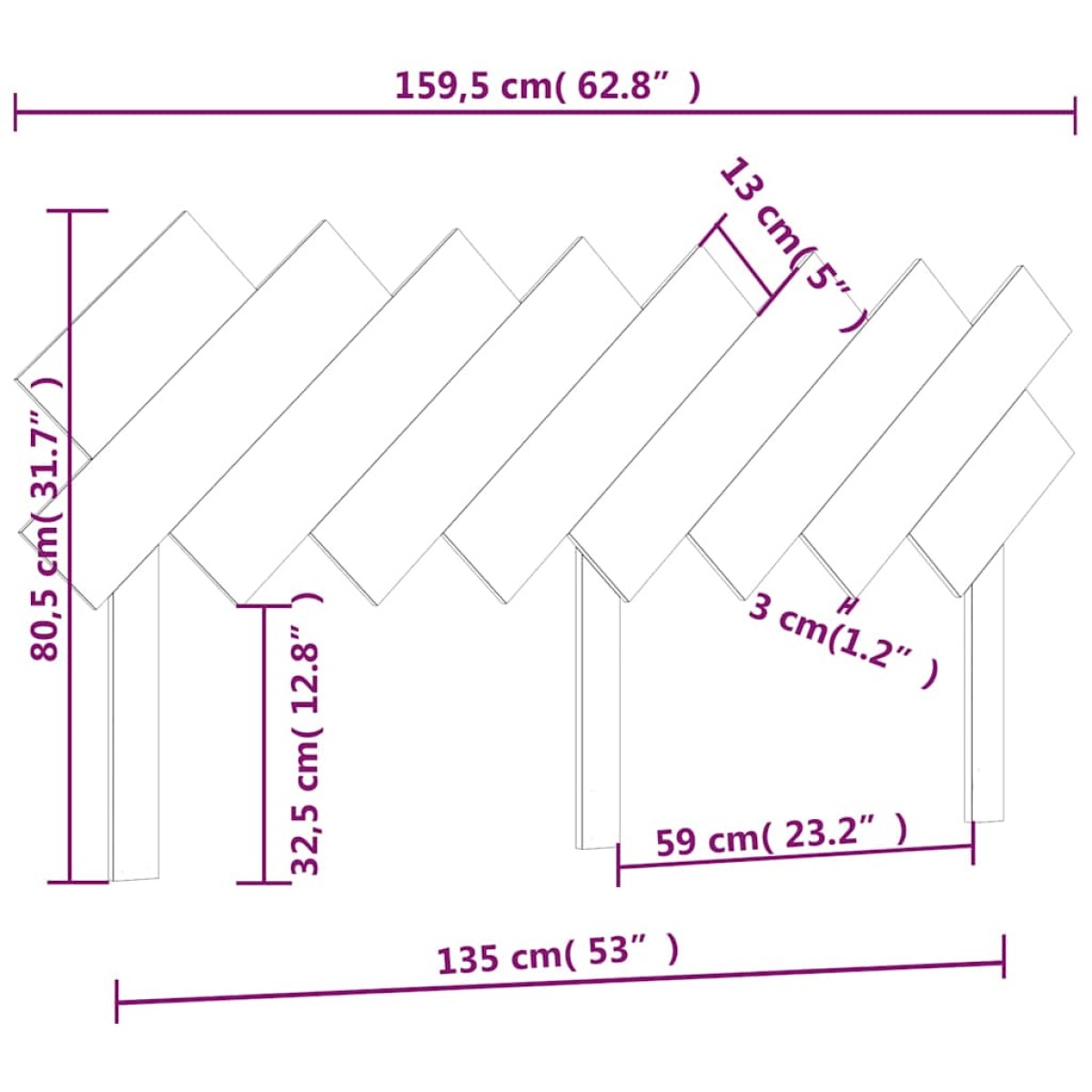 vidaXL Κεφαλάρι Κρεβατιού Λευκό 159,5x3x80,5 εκ. από Μασίφ Ξύλο Πεύκου