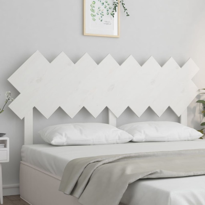 vidaXL Κεφαλάρι Κρεβατιού Λευκό 159,5x3x80,5 εκ. από Μασίφ Ξύλο Πεύκου