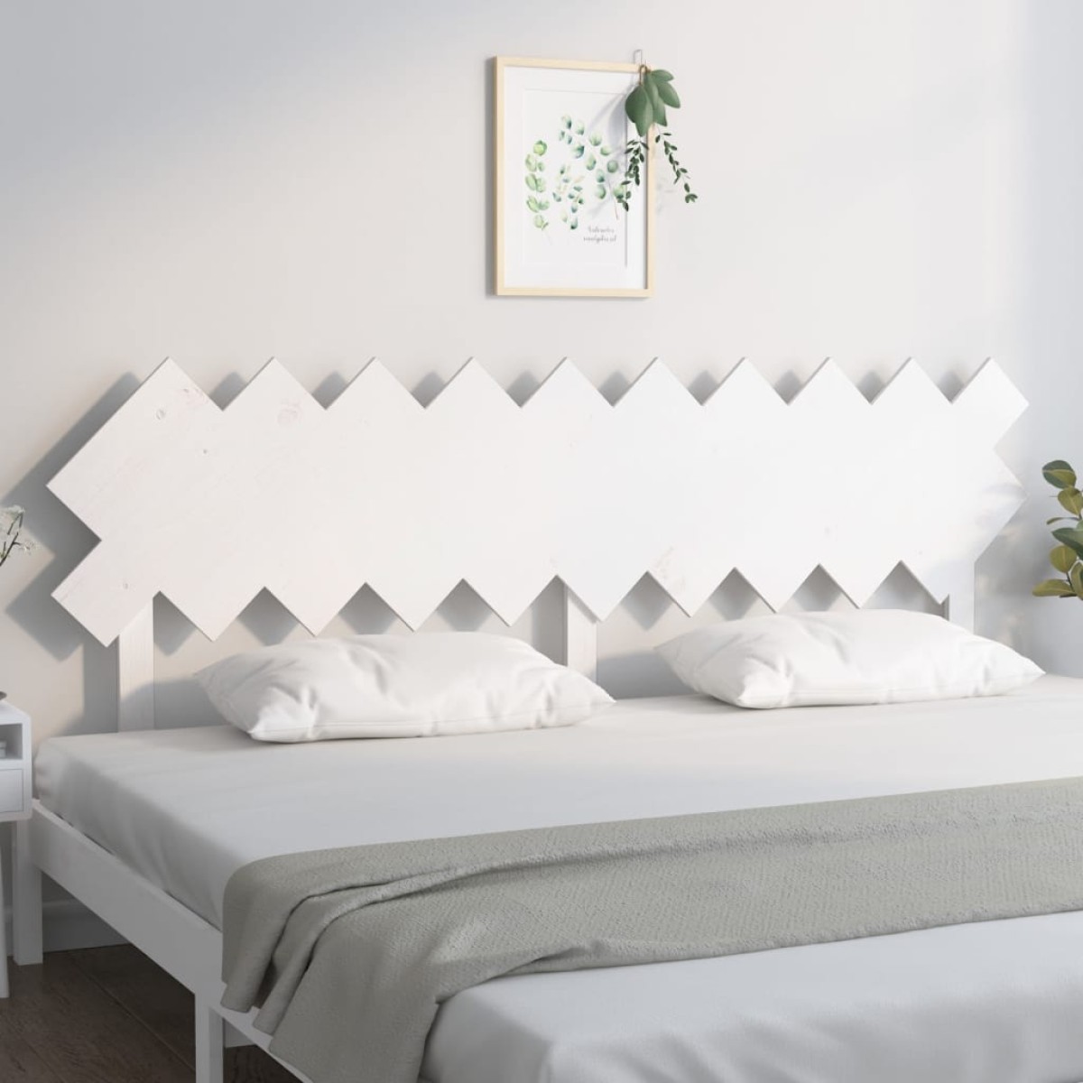 vidaXL Κεφαλάρι Κρεβατιού Λευκό 196x3x80,5 εκ. από Μασίφ Ξύλο Πεύκου
