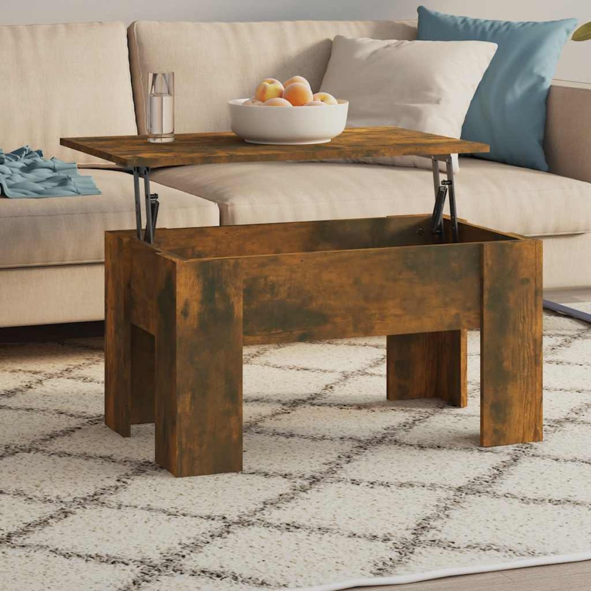vidaXL Τραπεζάκι Σαλονιού Καπνιστή Δρυς 79x49x41 εκ. Επεξεργασμ. Ξύλο