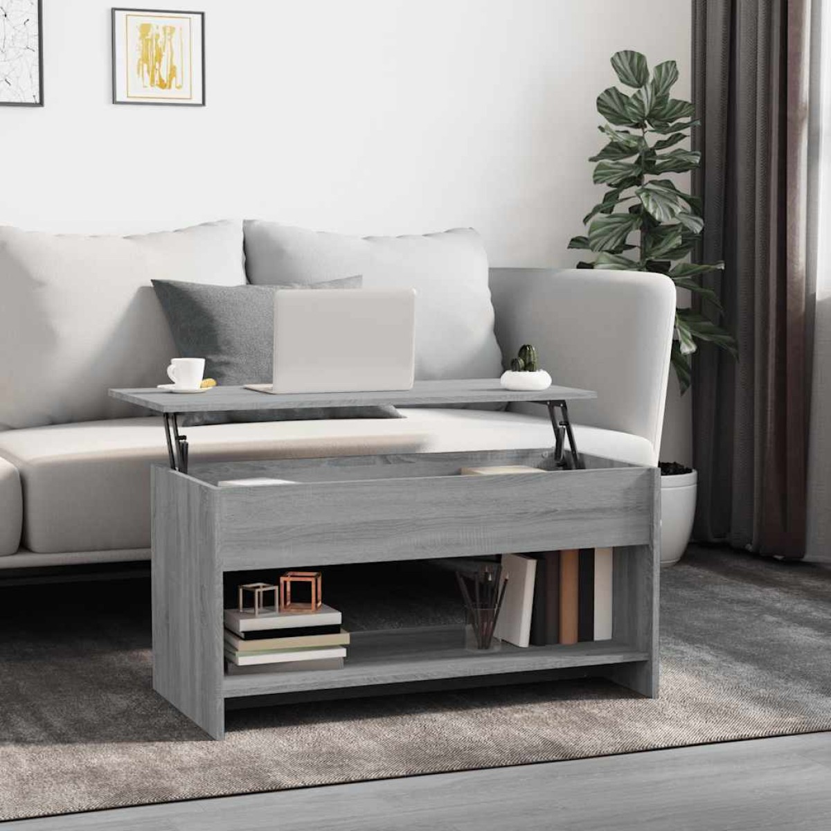 vidaXL Τραπεζάκι Σαλονιού Γκρι Sonoma102x50x52,5 εκ.Επεξεργασμένο Ξύλο