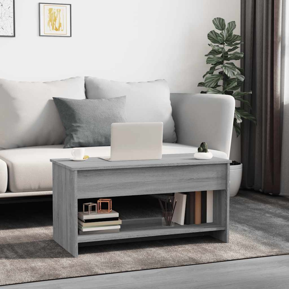 vidaXL Τραπεζάκι Σαλονιού Γκρι Sonoma102x50x52,5 εκ.Επεξεργασμένο Ξύλο