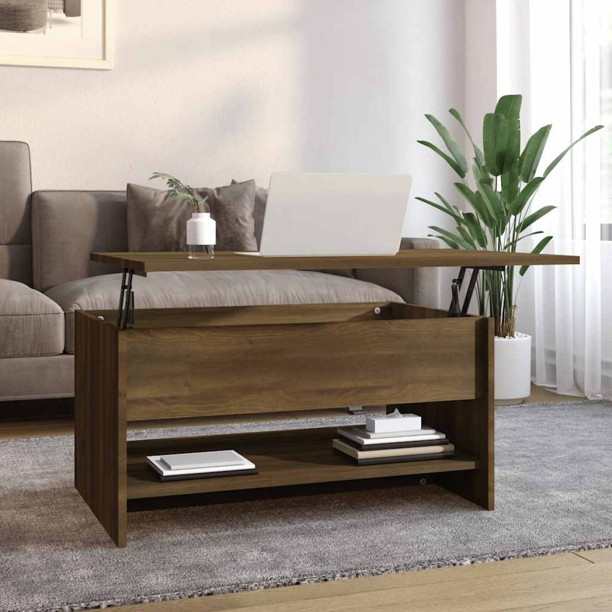 vidaXL Τραπεζάκι Σαλονιού Καφέ Δρυς 80x50x40 εκ. Επεξεργασμένο Ξύλο