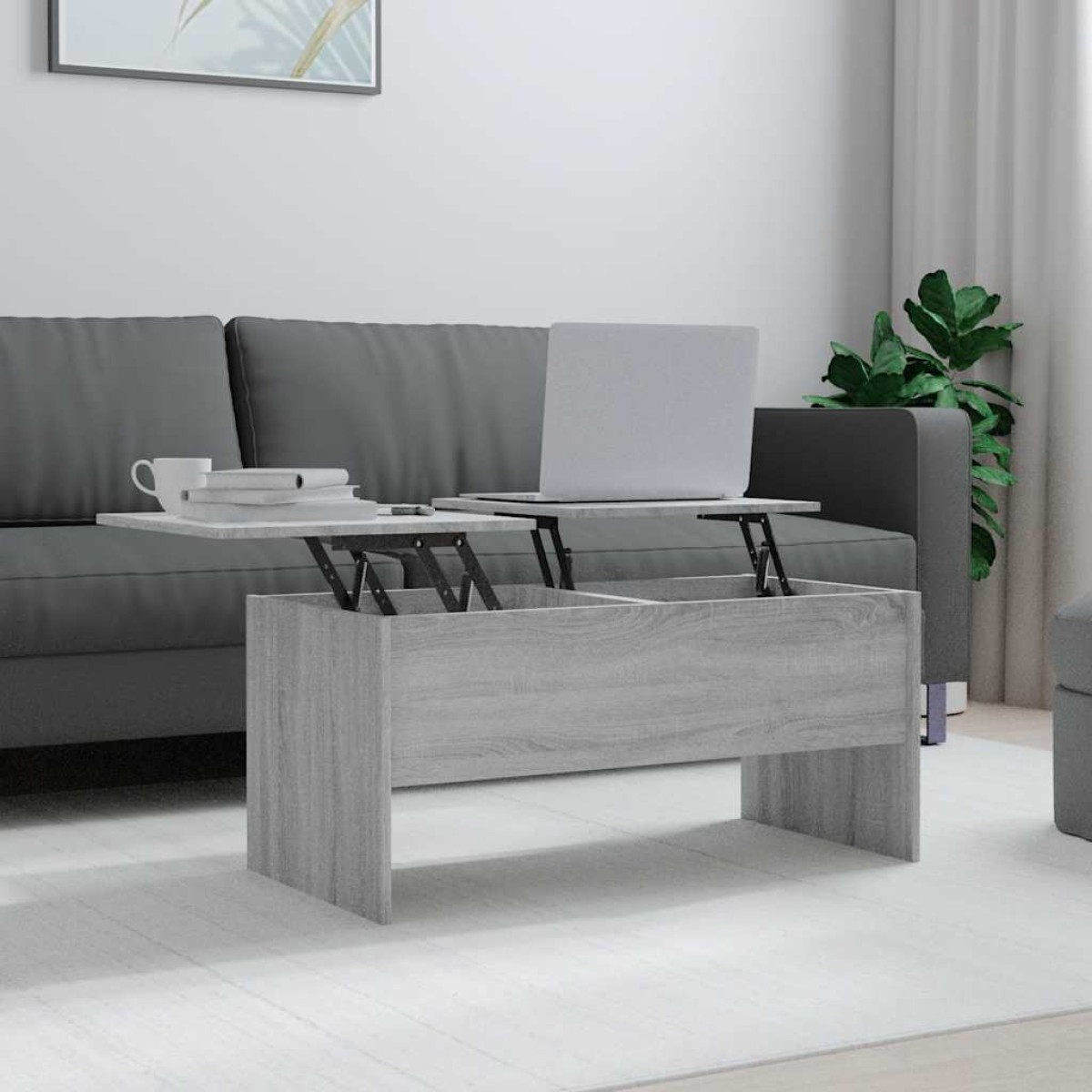 vidaXL Τραπεζάκι Σαλονιού ΓκριSonoma102x50,5x46,5εκ.Επεξεργασμένο Ξύλο
