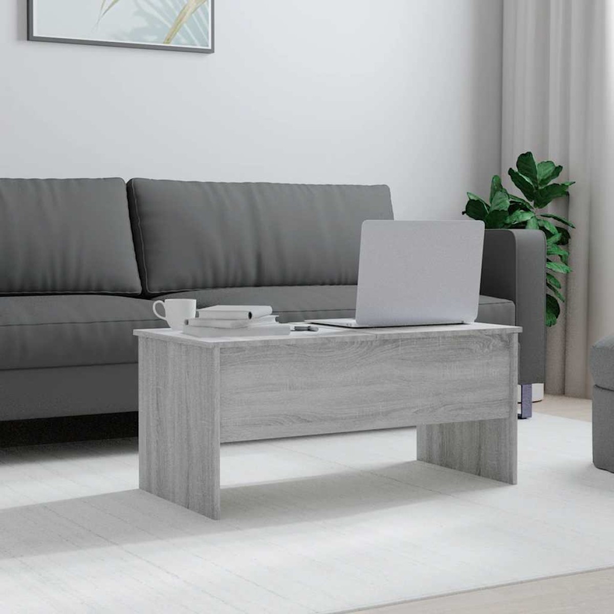 vidaXL Τραπεζάκι Σαλονιού ΓκριSonoma102x50,5x46,5εκ.Επεξεργασμένο Ξύλο