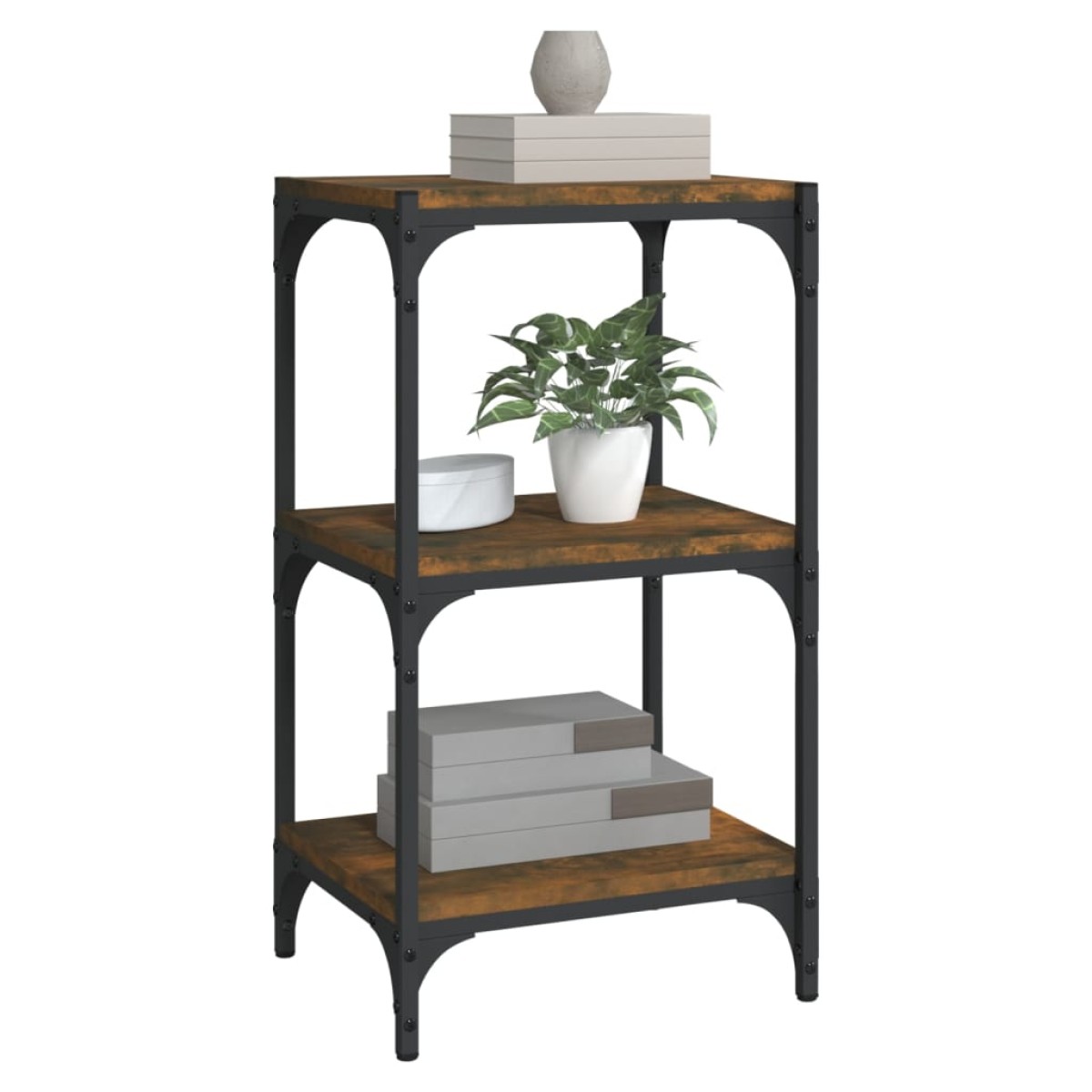 vidaXL Βιβλιοθήκη Καπνιστή Δρυς 40x33x70,5 εκ. Επεξ. Ξύλο & Ατσάλι