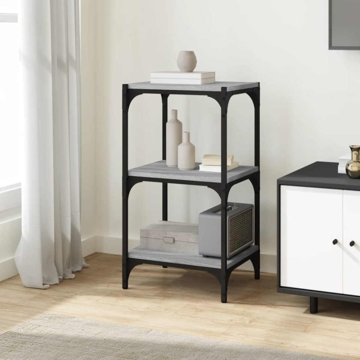 vidaXL Βιβλιοθήκη Γκρι Sonoma 40x33x70,5 εκ. Επεξ. Ξύλο & Ατσάλι