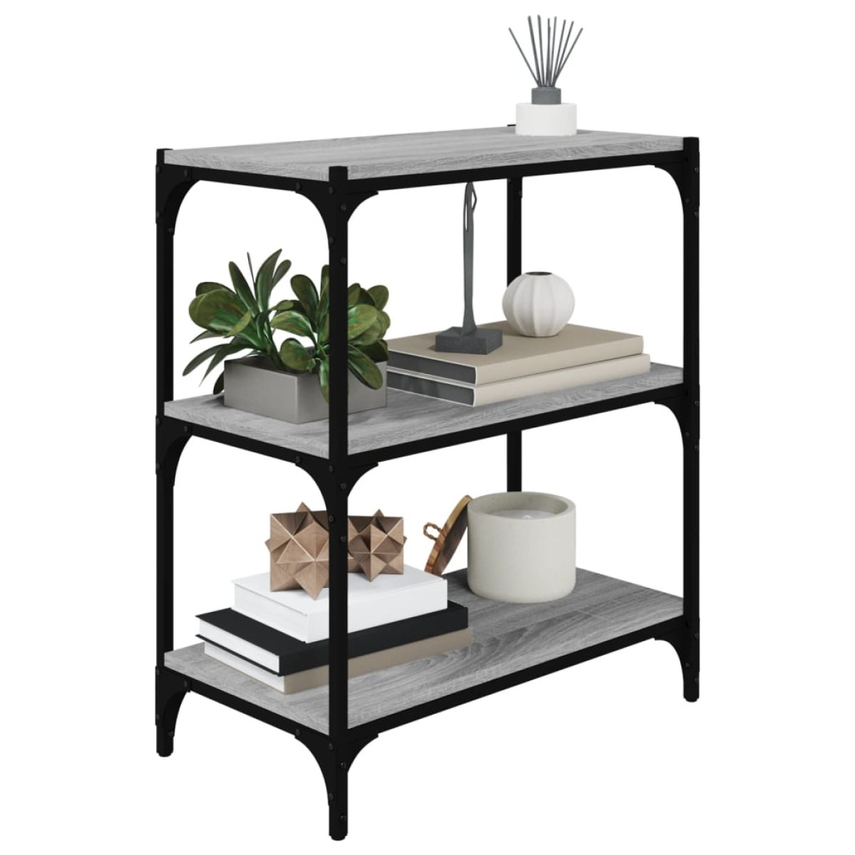 vidaXL Βιβλιοθήκη Γκρι Sonoma 60 x 33 x 70,5 εκ. Επεξ. Ξύλο & Ατσάλι