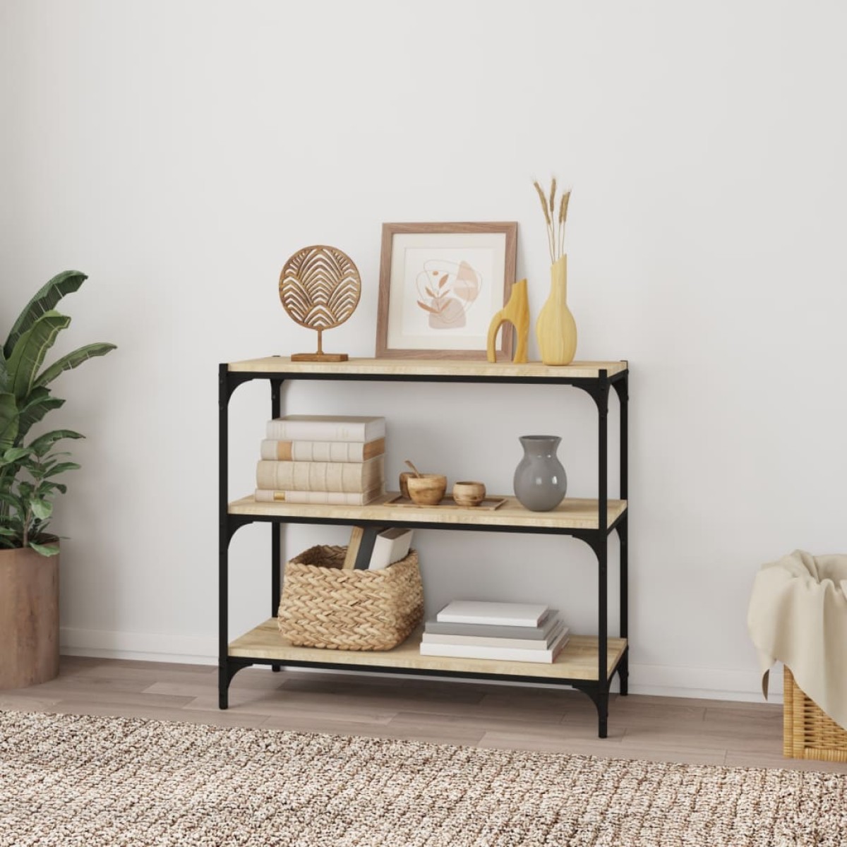 vidaXL Βιβλιοθήκη Sonoma Δρυς 80x33x70,5 εκ. Επεξεργ. Ξύλο & Ατσάλι