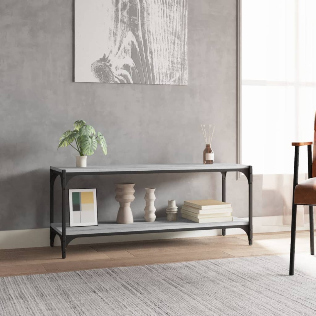 vidaXL Έπιπλο Τηλεόρασης Γκρι Sonoma 100x33x41 εκ. Επεξ. Ξύλο & Ατσάλι