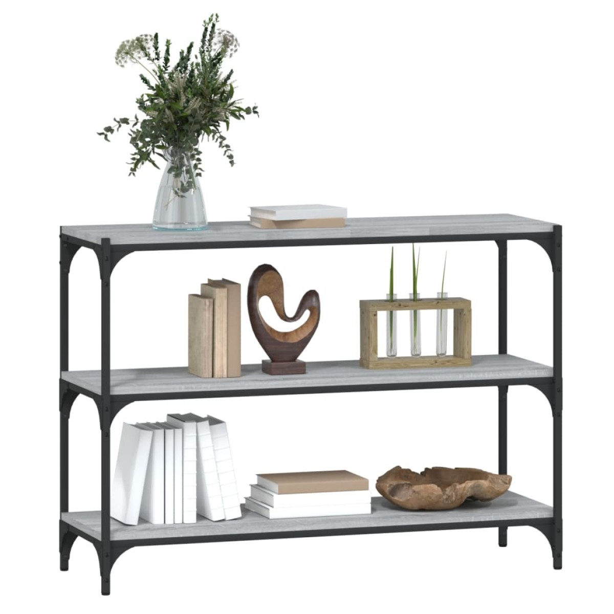 vidaXL Βιβλιοθήκη Γκρι Sonoma 100 x 33 x 70,5 εκ. Επεξ. Ξύλο & Ατσάλι