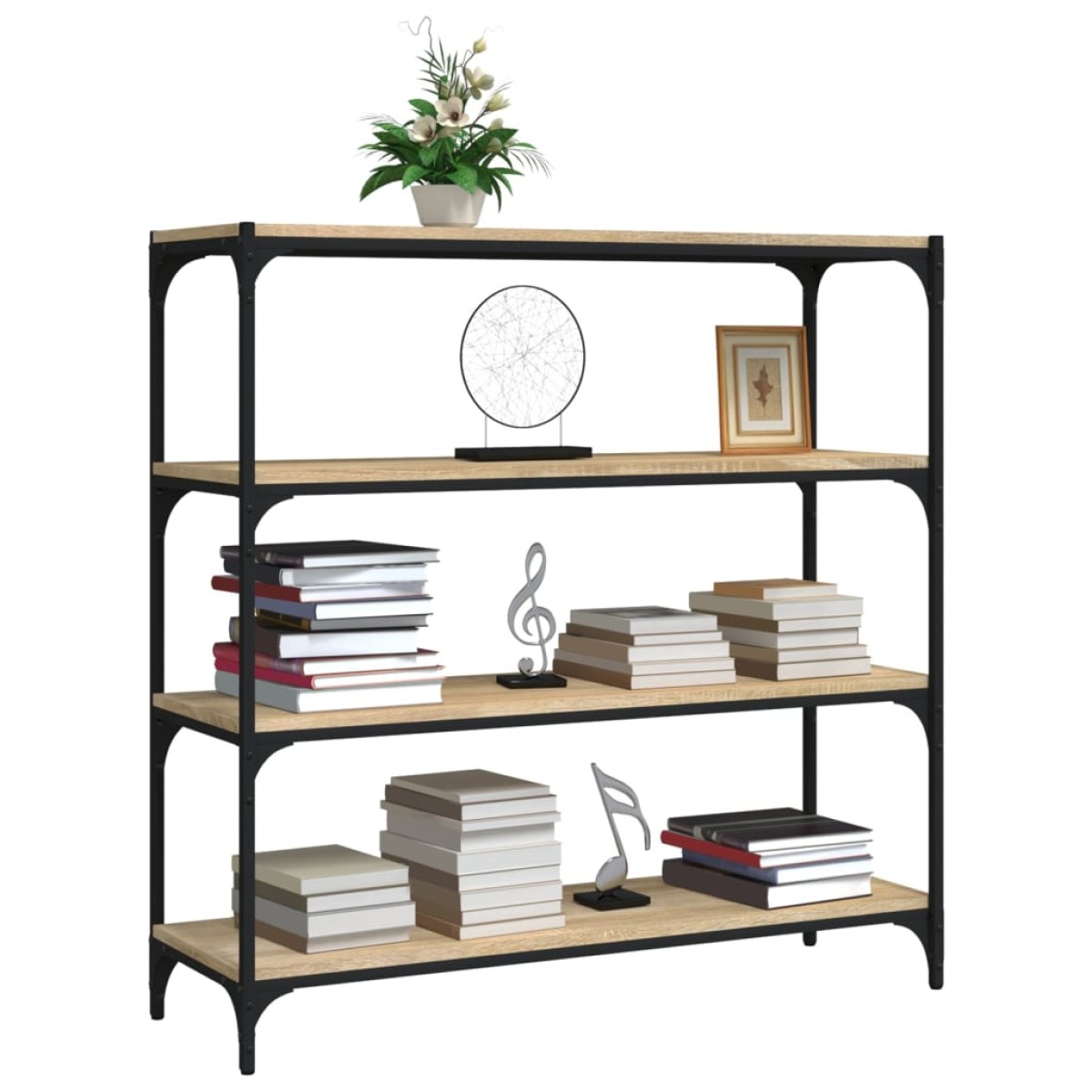 vidaXL Βιβλιοθήκη Sonoma Δρυς 100x33x100 εκ. Επεξεργ. Ξύλο & Ατσάλι