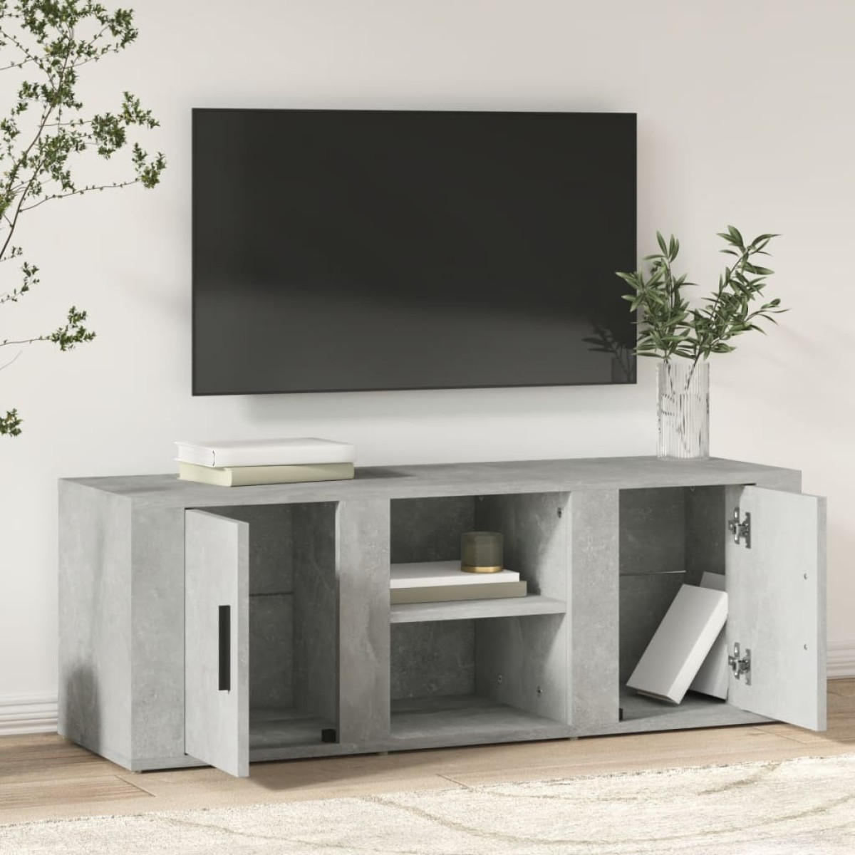 vidaXL Έπιπλο Τηλεόρασης Γκρι Σκυρ. 100x31,5x35 εκ. Επεξ. Ξύλο