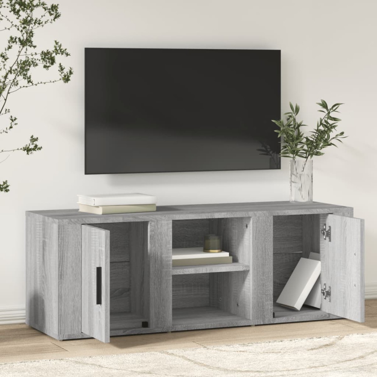 vidaXL Έπιπλο Τηλεόρασης Γκρι Sonoma 100x31,5x35 εκ. από Επεξεργ. Ξύλο