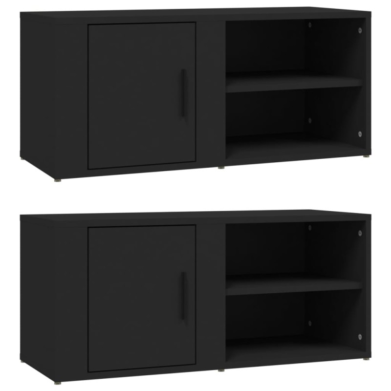 vidaXL Έπιπλα Τηλεόρασης 2 τεμ. Μαύρα 80x31,5x36εκ. Επεξεργασμένο Ξύλο