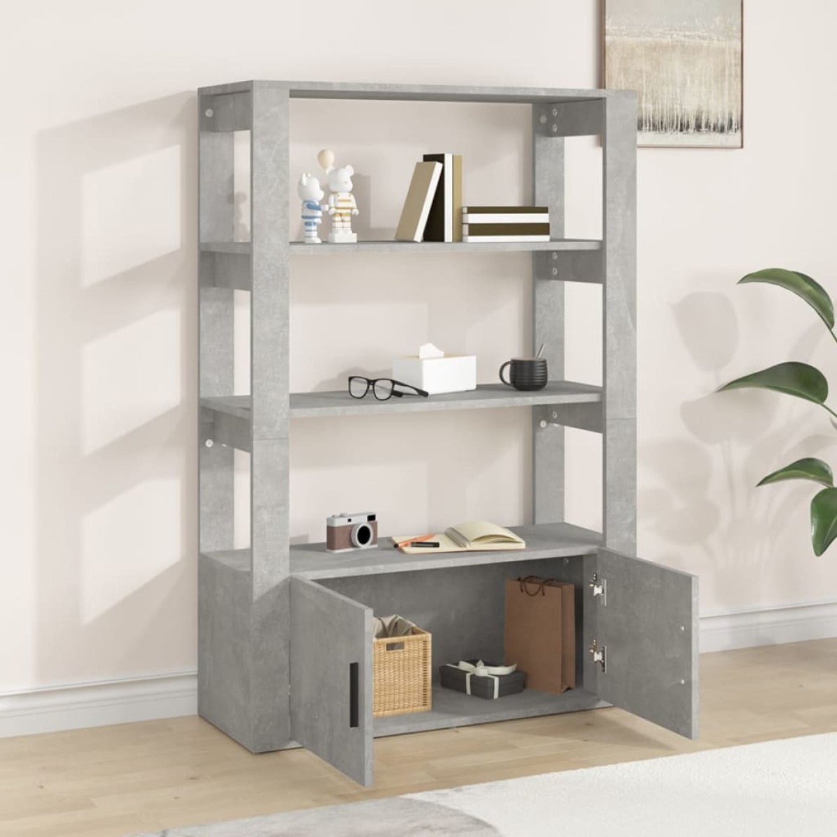 vidaXL Ντουλάπι Γκρι Σκυροδέματος 80x30x119,5 εκ. Επεξεργασμένο Ξύλο