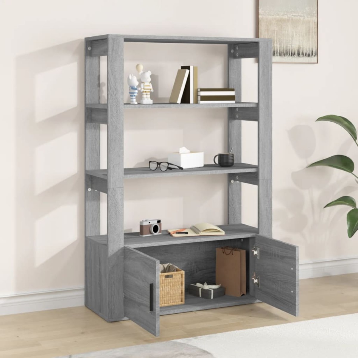 vidaXL Ντουλάπι Γκρι Sonoma 80x30x119,5 εκ. από Επεξεργασμένο Ξύλο