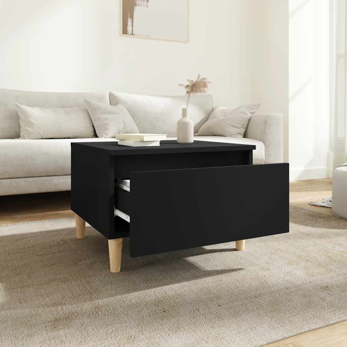 vidaXL Βοηθητικό Τραπέζι Μαύρο 50x46x35 εκ. από Επεξεργασμένο Ξύλο