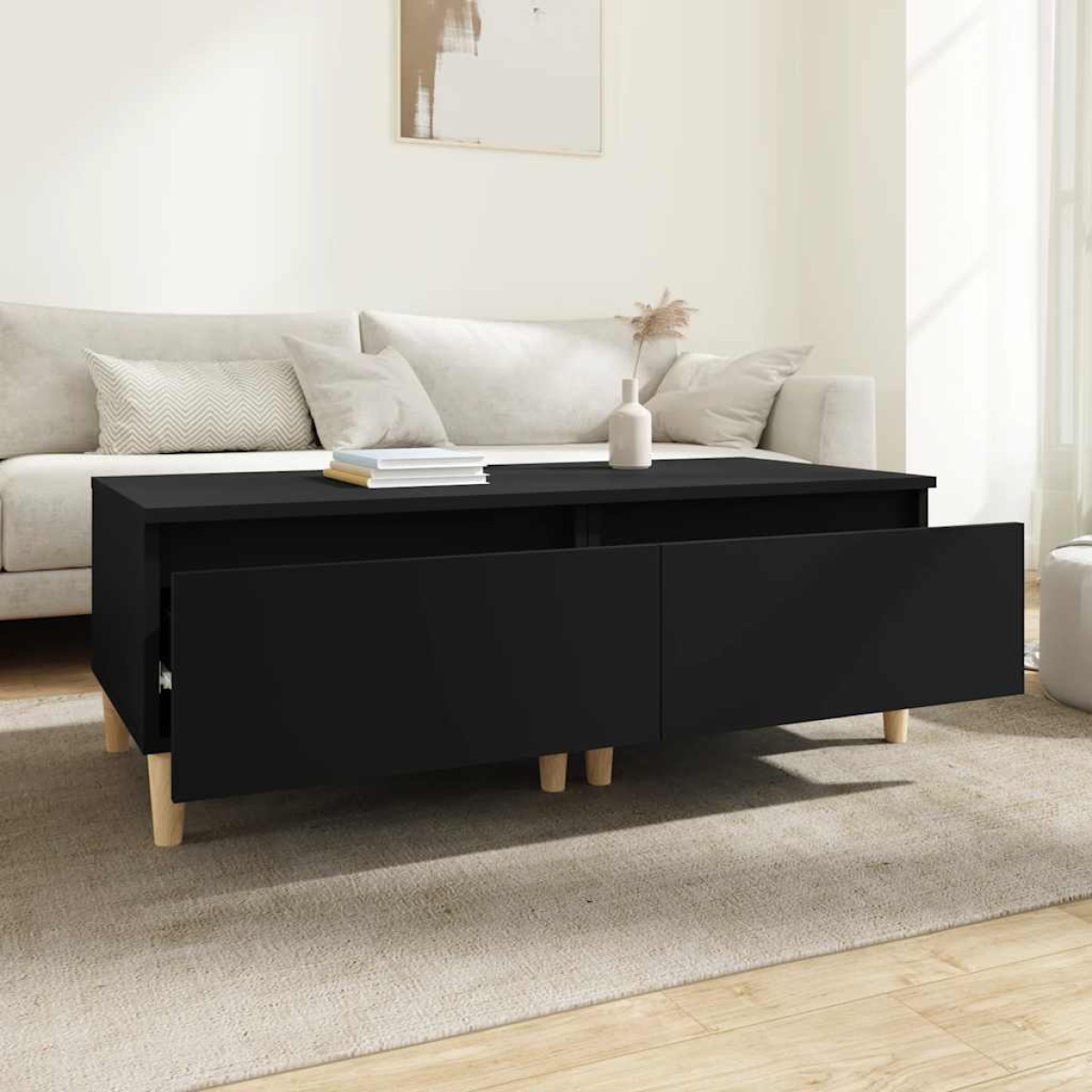 vidaXL Βοηθητικά Τραπέζια 2 τεμ. Μαύρα 50x46x35 εκ. Επεξεργασμένο Ξύλο