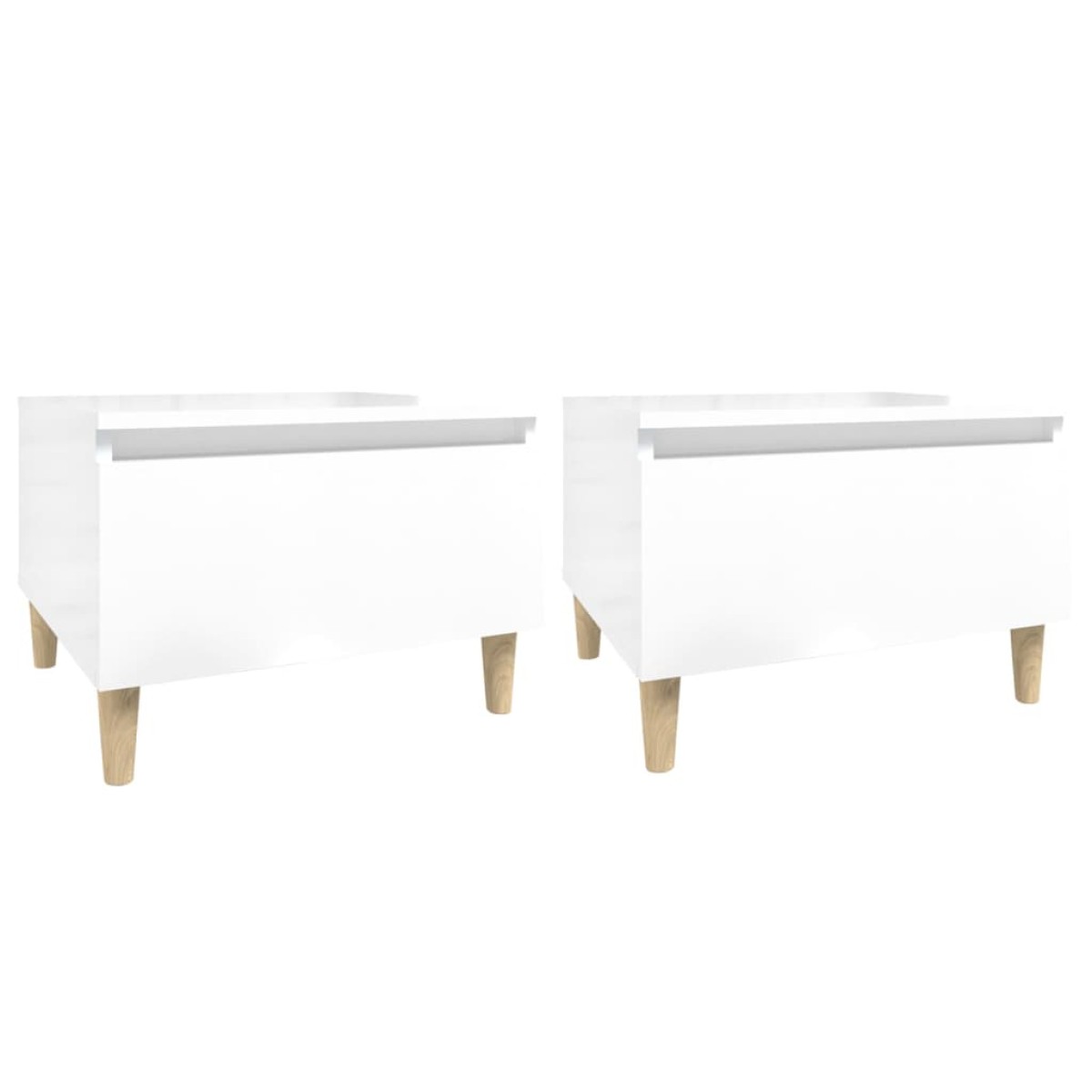 vidaXL Βοηθητικά Τραπέζια 2 τεμ. Γυαλ.Λευκό 50x46x35 εκ. Επεξ. Ξύλο