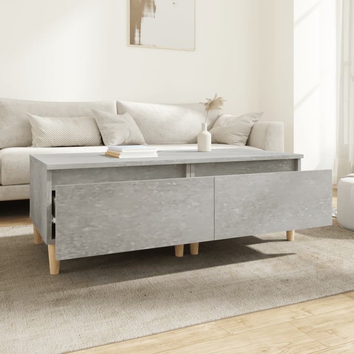 vidaXL Τραπέζια Βοηθητικά 2 τεμ. Γκρι Σκυροδ. 50x46x35 εκ. Επεξ. Ξύλο
