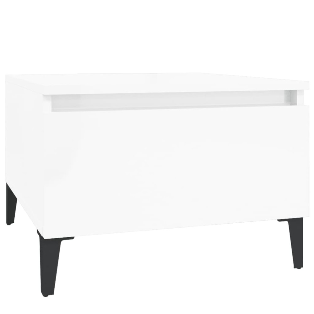 vidaXL Τραπέζι Βοηθητικό Γυαλιστ.Λευκό 50x46x35 εκ. Επεξεργασμένο Ξύλο