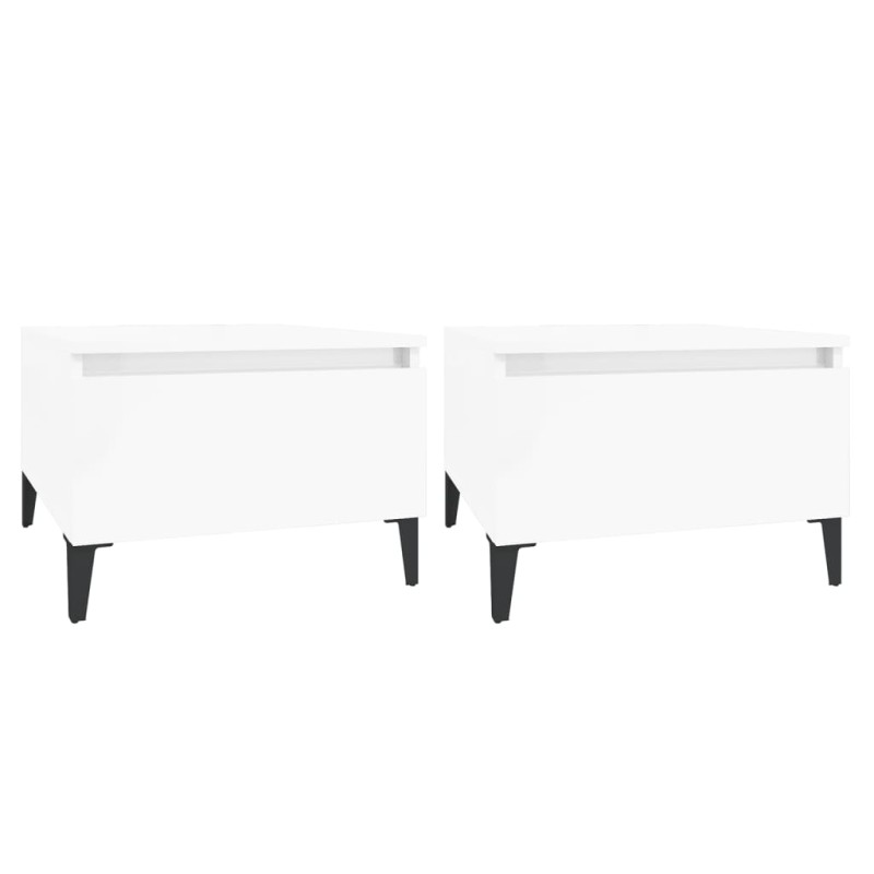 vidaXL Βοηθητικά Τραπέζια 2 τεμ. Γυαλ.Λευκό 50x46x35 εκ. Επεξ. Ξύλο
