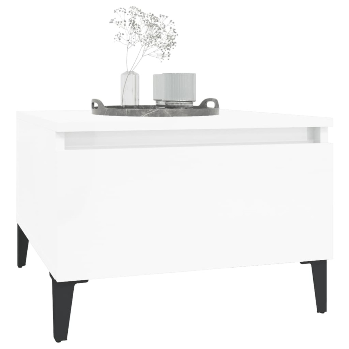 vidaXL Βοηθητικά Τραπέζια 2 τεμ. Γυαλ.Λευκό 50x46x35 εκ. Επεξ. Ξύλο