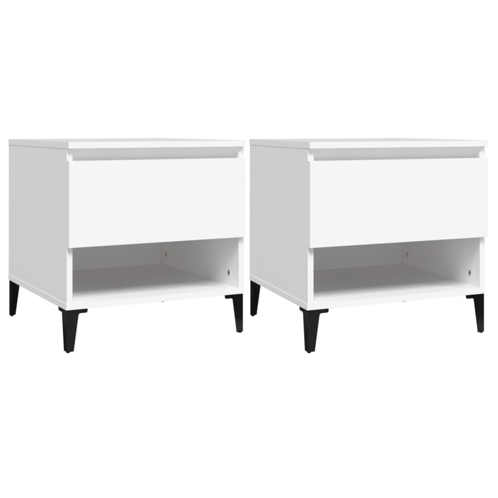 vidaXL Βοηθητικά Τραπέζια 2 τεμ. Λευκά 50x46x50 εκ. Επεξεργασμένο Ξύλο