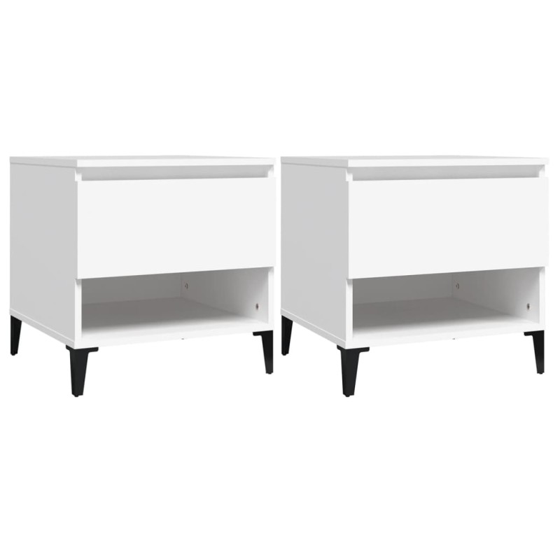 vidaXL Βοηθητικά Τραπέζια 2 τεμ. Λευκά 50x46x50 εκ. Επεξεργασμένο Ξύλο