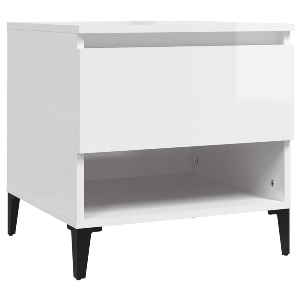 vidaXL Βοηθητικό Τραπέζι Γυαλιστ. Λευκό 50x46x50εκ. Επεξεργασμένο Ξύλο