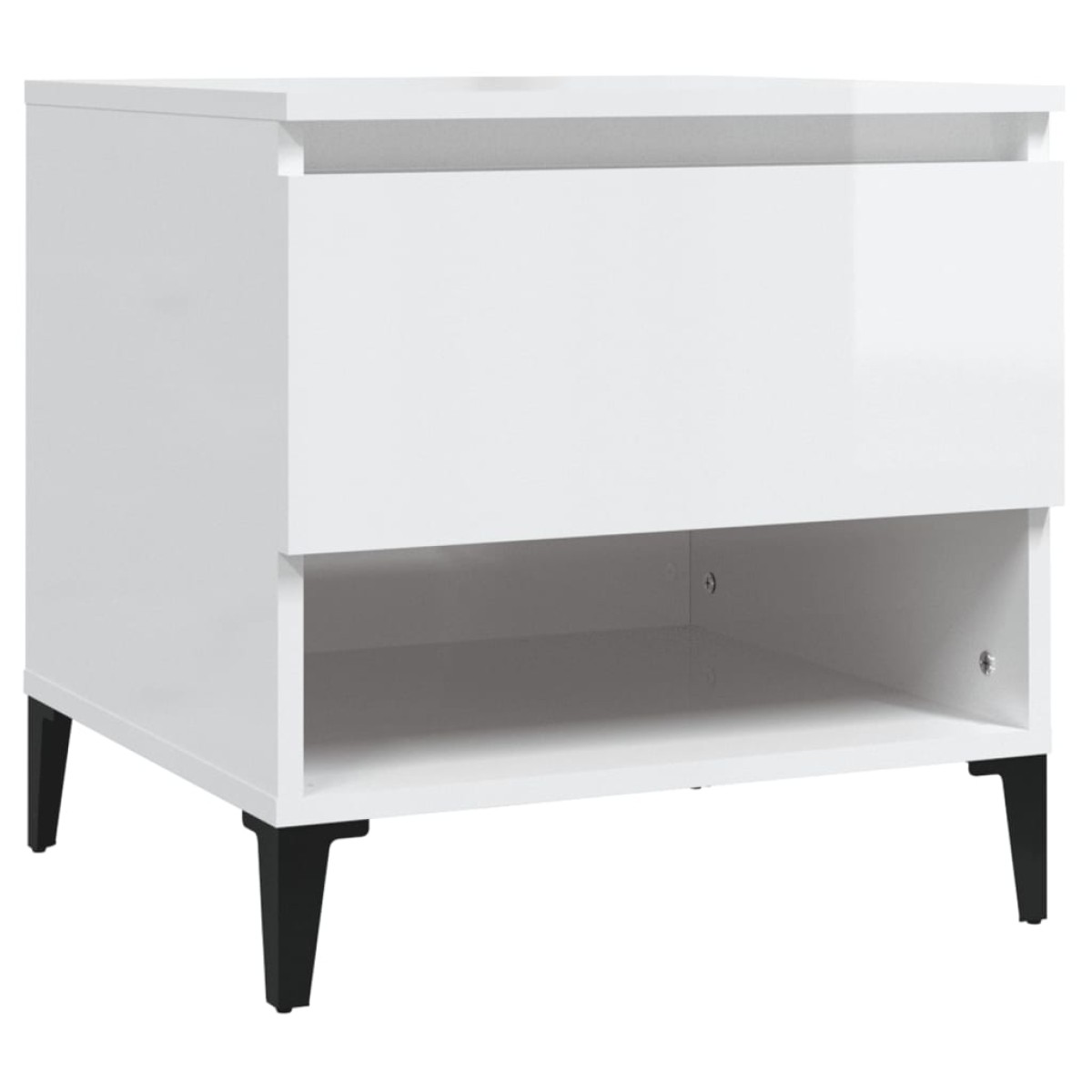 vidaXL Βοηθητικό Τραπέζι Γυαλιστ. Λευκό 50x46x50εκ. Επεξεργασμένο Ξύλο