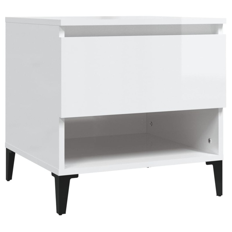 vidaXL Βοηθητικό Τραπέζι Γυαλιστ. Λευκό 50x46x50εκ. Επεξεργασμένο Ξύλο