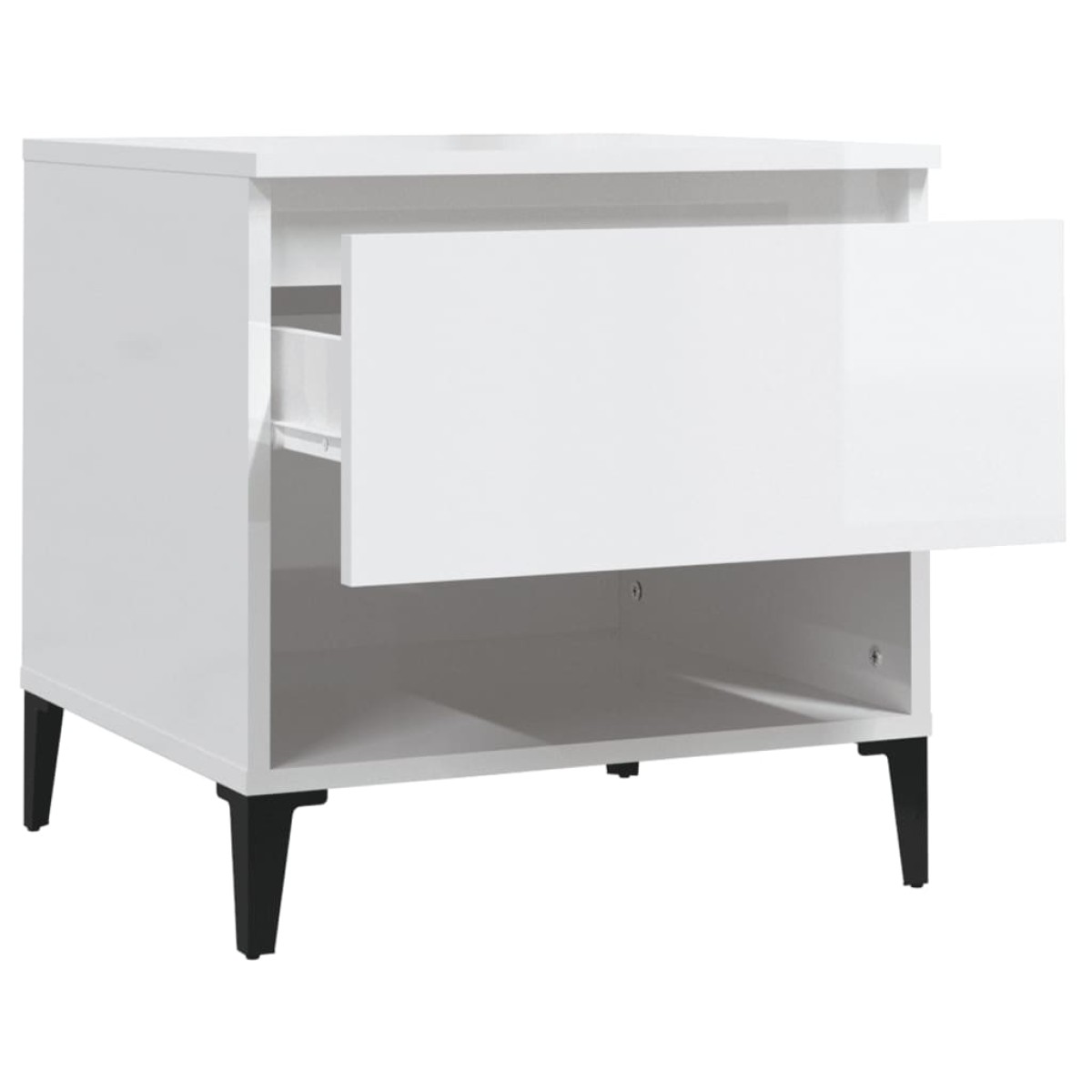 vidaXL Βοηθητικό Τραπέζι Γυαλιστ. Λευκό 50x46x50εκ. Επεξεργασμένο Ξύλο