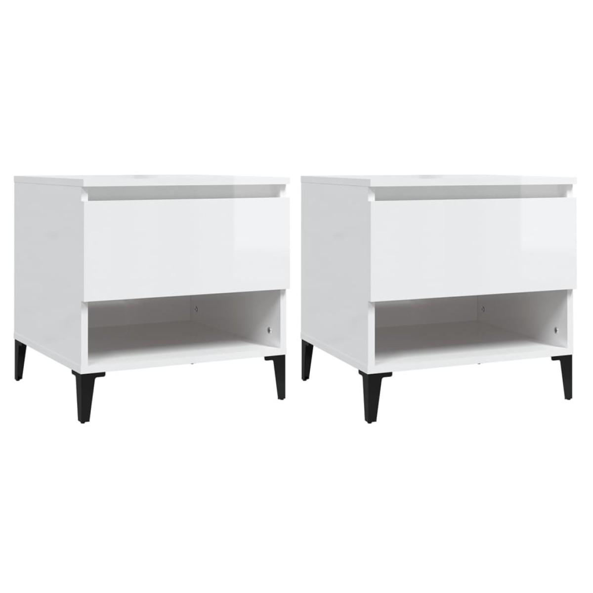 vidaXL Βοηθητικά Τραπέζια 2 τεμ. Γυαλ.Λευκό 50x46x50 εκ. Επεξ. Ξύλο