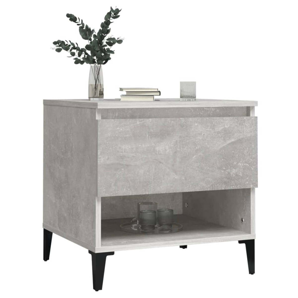 vidaXL Βοηθητικό Τραπέζι Γκρι Σκυροδ. 50x46x35 εκ. Επεξεργασμένο Ξύλο